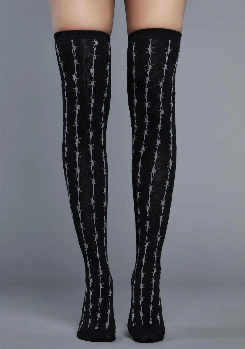 Widow Through The Wire Thigh High Socks 4 Widow Through The Wire Thigh High Socks - Image 2
