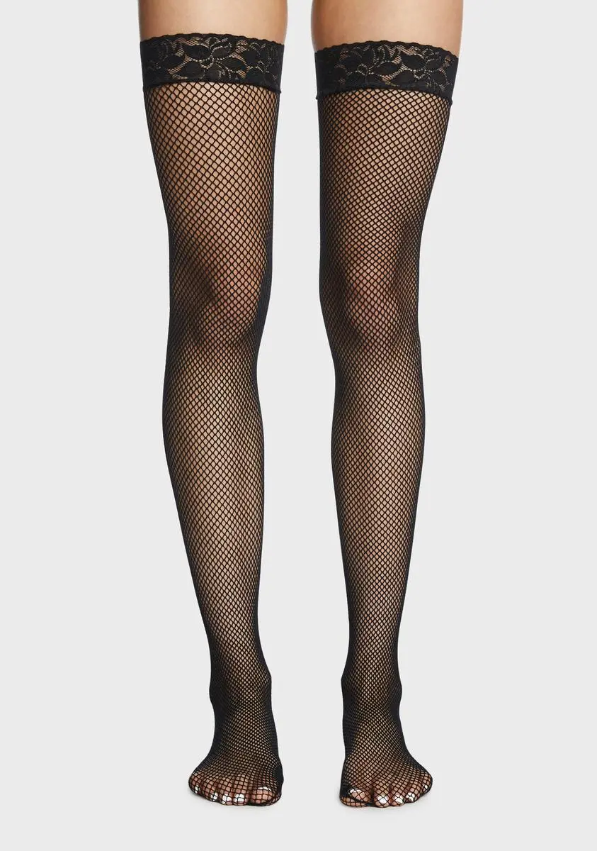 X_Music Legs Bow Down Fishnet Thigh Highs 5 X_Music Legs Bow Down Fishnet Thigh Highs - Image 3