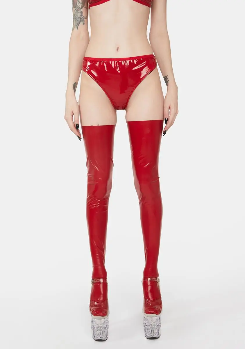 Bustedbrand Red Latex Thigh High Stockings 3 Bustedbrand Red Latex Thigh High Stockings