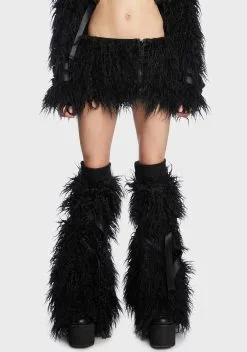 Widow Unsightly Scenes Faux Fur Leg Warmers