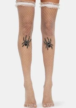 X_PTLHZ Creepy Crawly Fishnet Thigh Highs