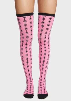 Too Fast Spooky Spider Thigh High Socks