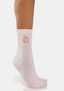 Skinnydip Embroidered Peachy Socks