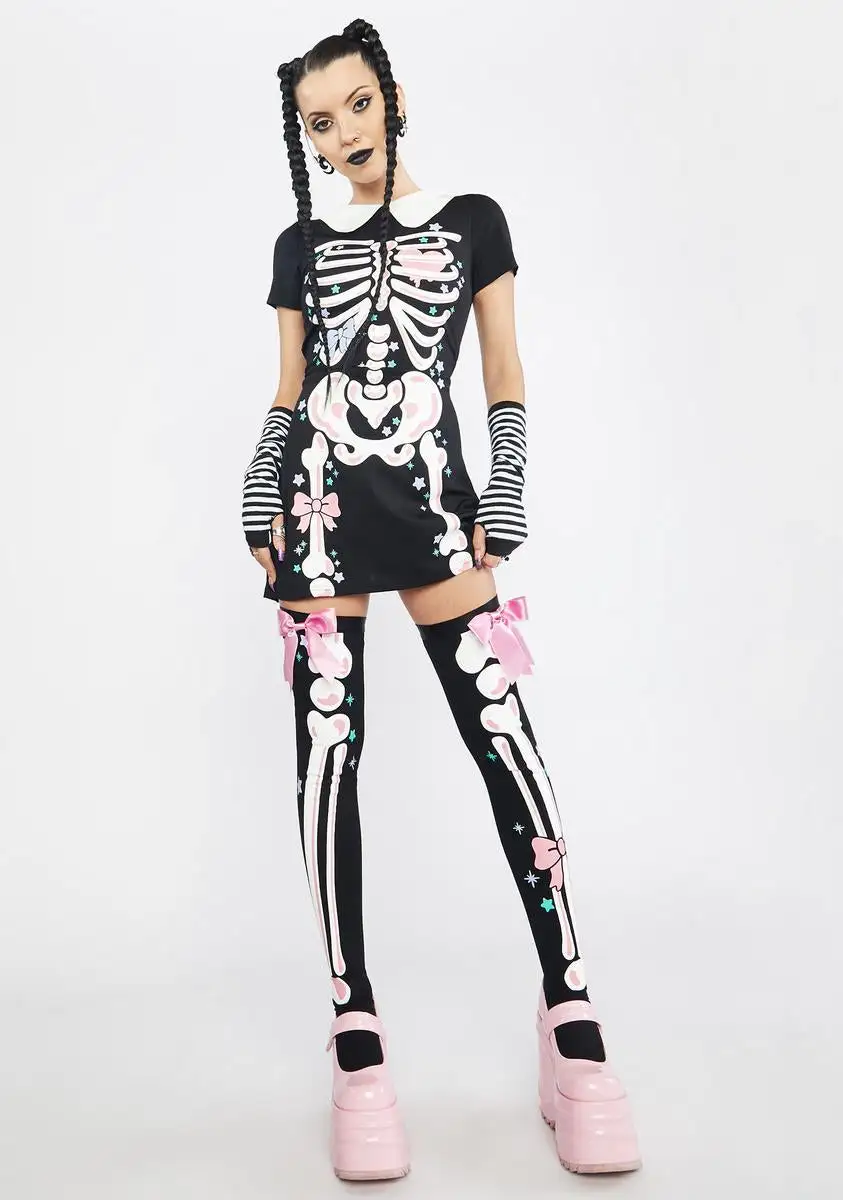 Trickz N' Treatz Rattle My Bones Skeleton Thigh High Tights 4 Trickz N' Treatz Rattle My Bones Skeleton Thigh High Tights - Image 2