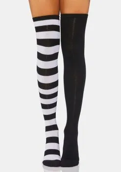 X_CIEL Oh So Oddly Mismatched Thigh High Socks