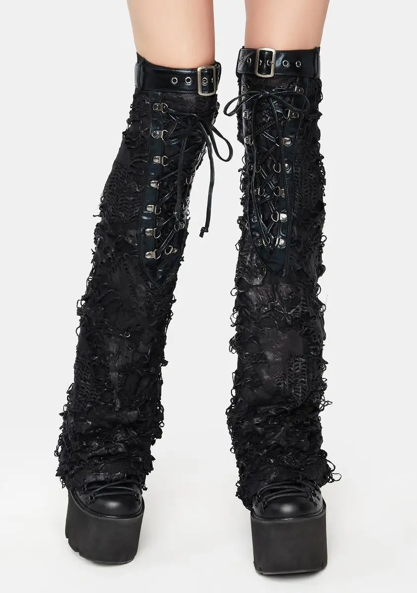 PUNK RAVE Punk Decadent Shabby Leg Warmers 3 PUNK RAVE Punk Decadent Shabby Leg Warmers