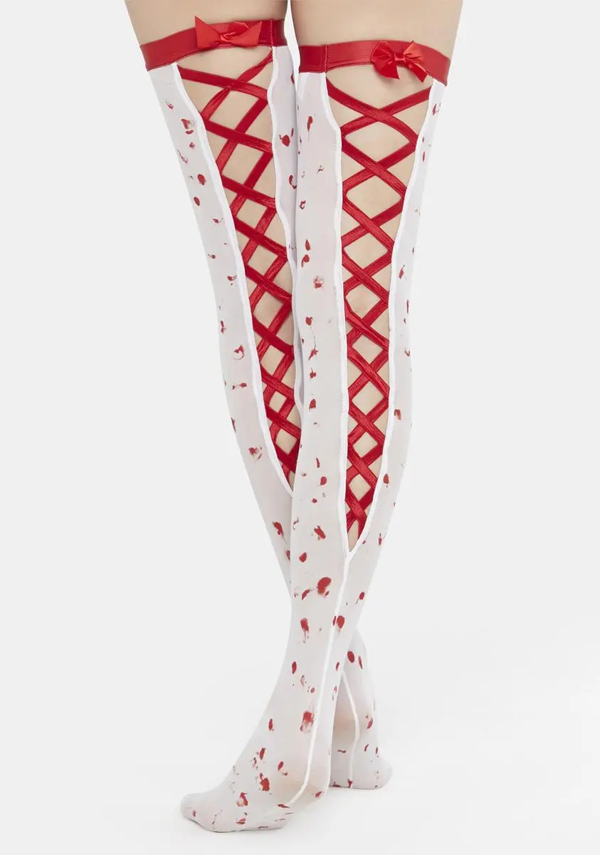Trickz N' Treatz Scream Queen Thigh High Stockings 4 Trickz N' Treatz Scream Queen Thigh High Stockings - Image 2