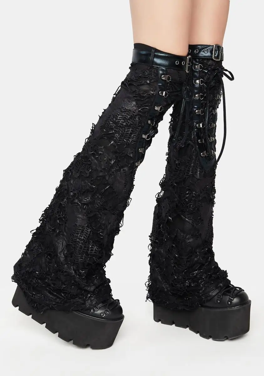 PUNK RAVE Punk Decadent Shabby Leg Warmers 4 PUNK RAVE Punk Decadent Shabby Leg Warmers - Image 2