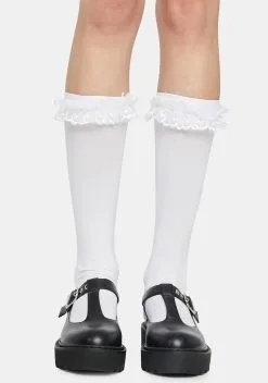 X_Music Legs Demure Girl Lace Ruffle Socks