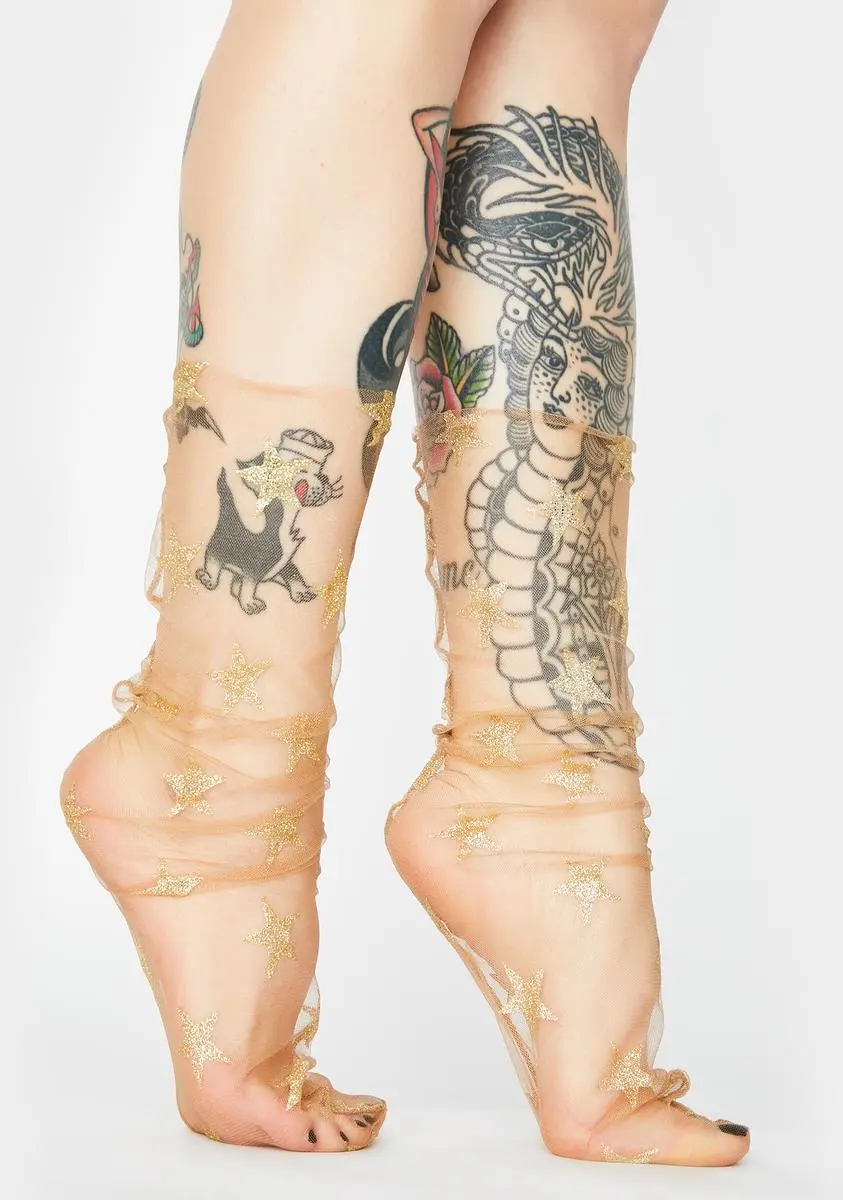X_Leg Avenue Brightest Star Tulle Socks 4 X_Leg Avenue Brightest Star Tulle Socks - Image 2