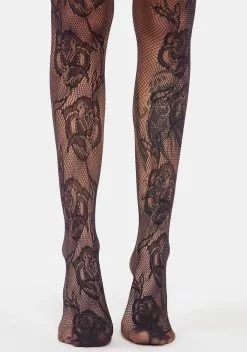MeMoi Botanica Floral Swirl Fishnet Tights