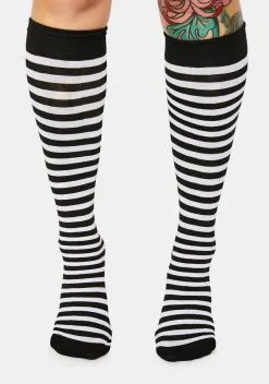 X_Music Legs Wicked On The Scene Striped Knee High Socks