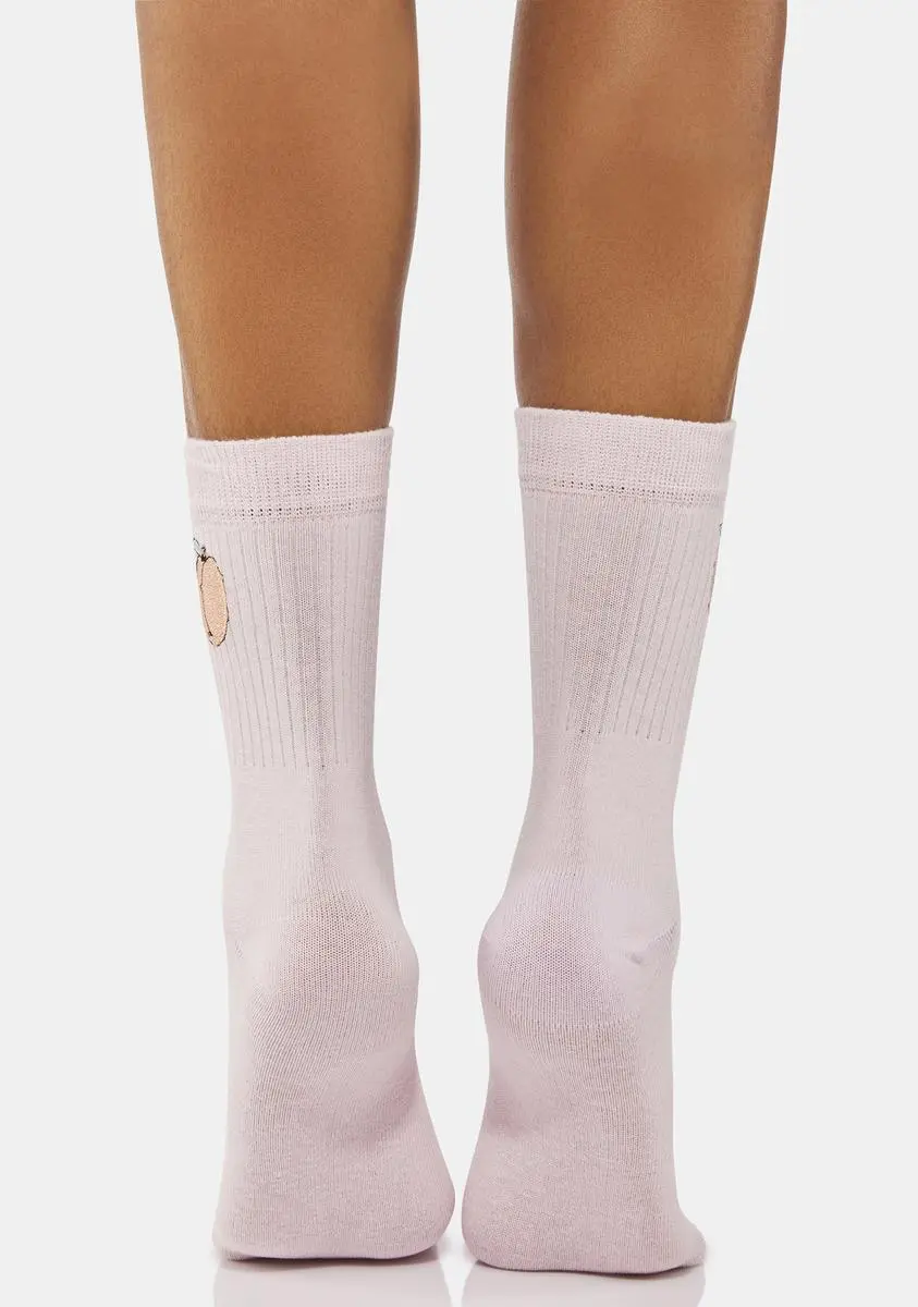Skinnydip Embroidered Peachy Socks 5 Skinnydip Embroidered Peachy Socks - Image 3
