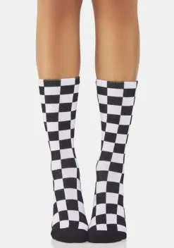 X_PTLHZ Overthinking It Checkered Socks