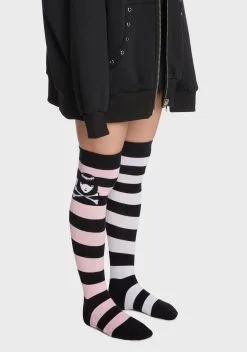 Dolls Kill X Emily The Strange Yawn Away Mismatched Striped Socks