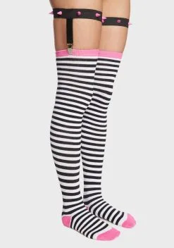 Too Fast Striped Thigh High Spiked Garter Socks -Outlet Tights Store ZeO0vSSi8LbA2UDWVpWToicts2iHG1O4 24