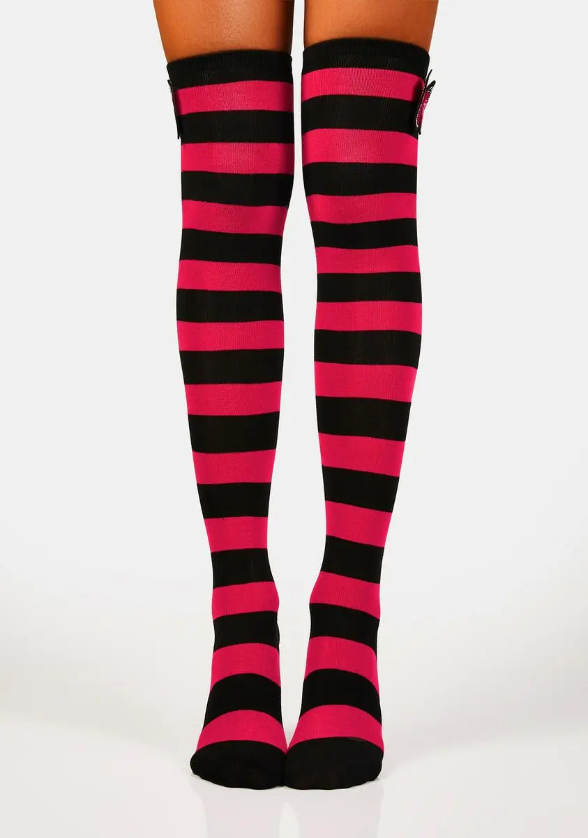X_PTLHZ Candy Monarch Wonder Striped Knee High Socks 4 X_PTLHZ Candy Monarch Wonder Striped Knee High Socks - Image 2
