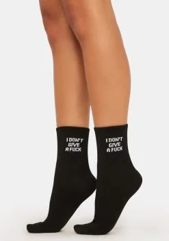 X_Ana Accessories Dark IDGAF Crew Socks