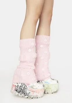 X_PTLHZ Pretty Daisy Parade Knit Leg Warmers
