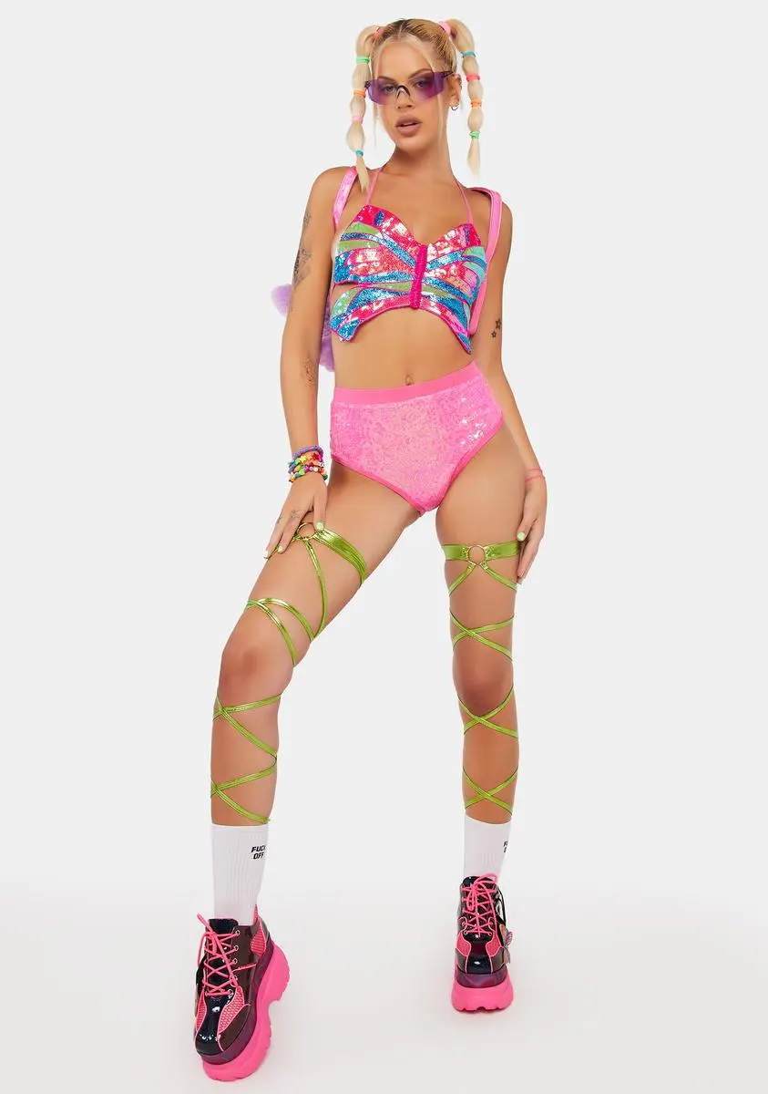 X_PTLHZ Lime Gettin' Groovy Metallic Leg Wraps 4 X_PTLHZ Lime Gettin' Groovy Metallic Leg Wraps - Image 2