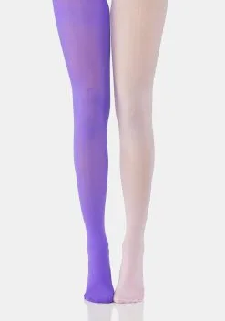X_PTLHZ Lilac Double Take Two-Tone Sheer Tights