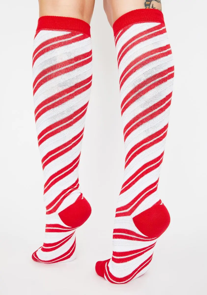 X_Leg Avenue Sleigh Gurl Candy Cane Socks 5 X_Leg Avenue Sleigh Gurl Candy Cane Socks - Image 3