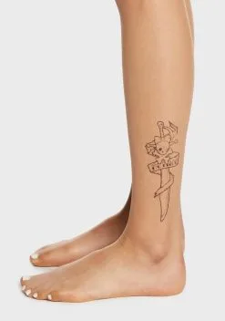 X_Leg Avenue Spandex Sheer Tattoo Print Pantyhose