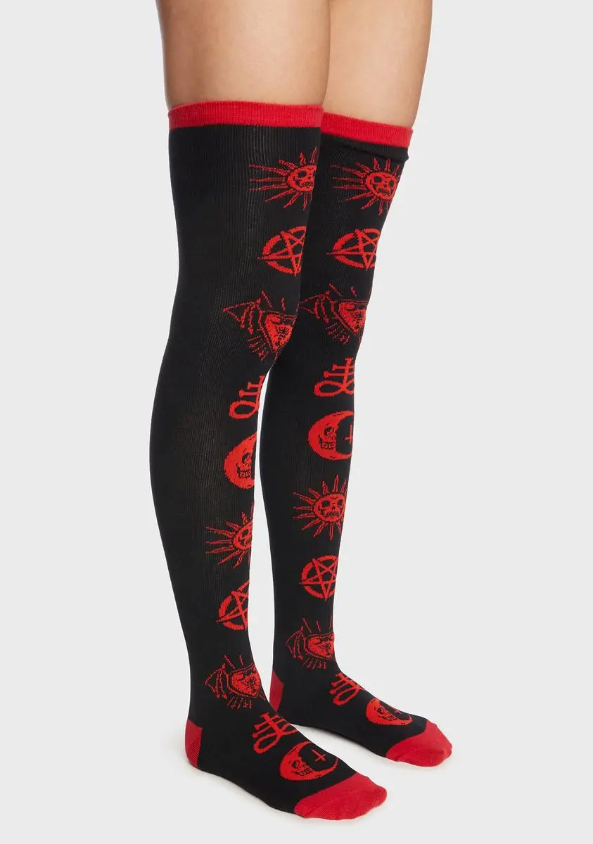 Too Fast Black And Red Thigh High Socks 4 Too Fast Black And Red Thigh High Socks - Image 2
